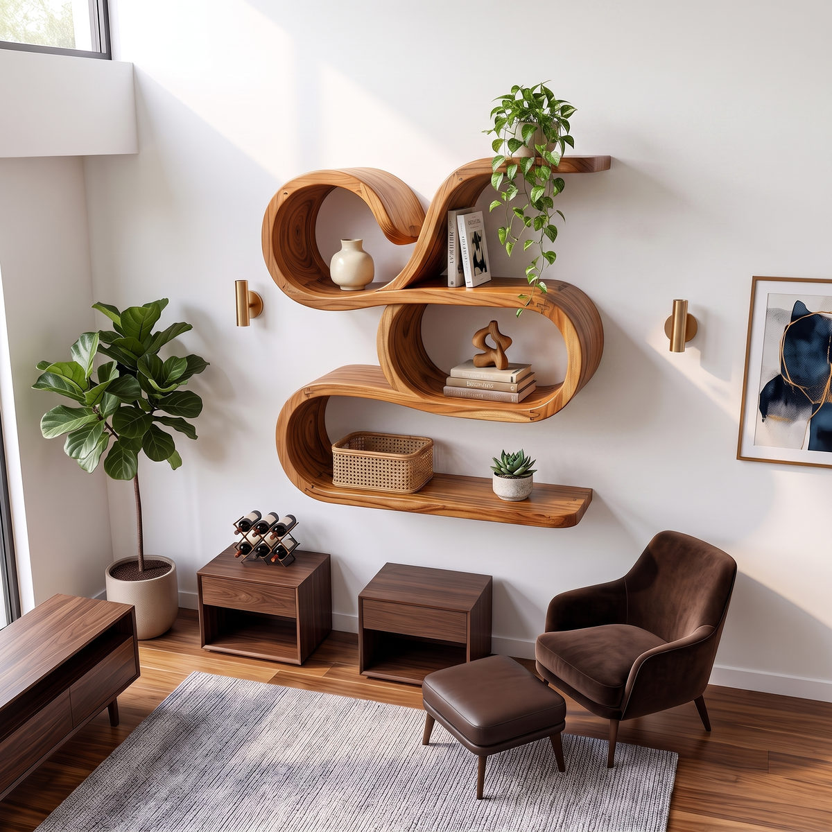 Coastal Wooden Floating Storage Shelves for Bathroom SILDTTRWMS060