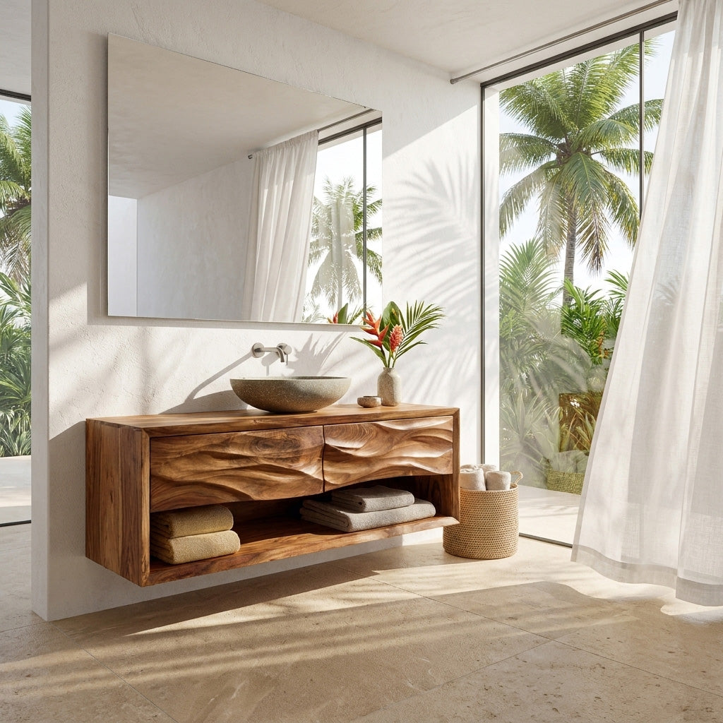 Contemporary Wooden Bathroom Vanity For Bathroom Or Spa Decor RTTHHNBRV020