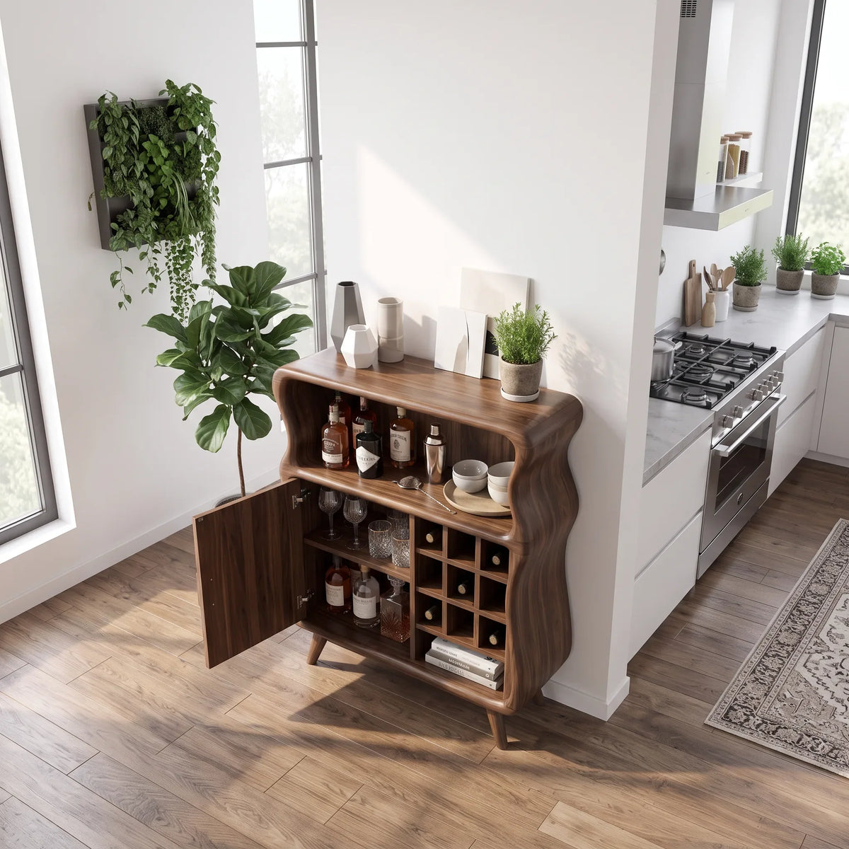 Mid Century Bar Cabinet with Storage Modern Kitchen SILDTTRBCA020