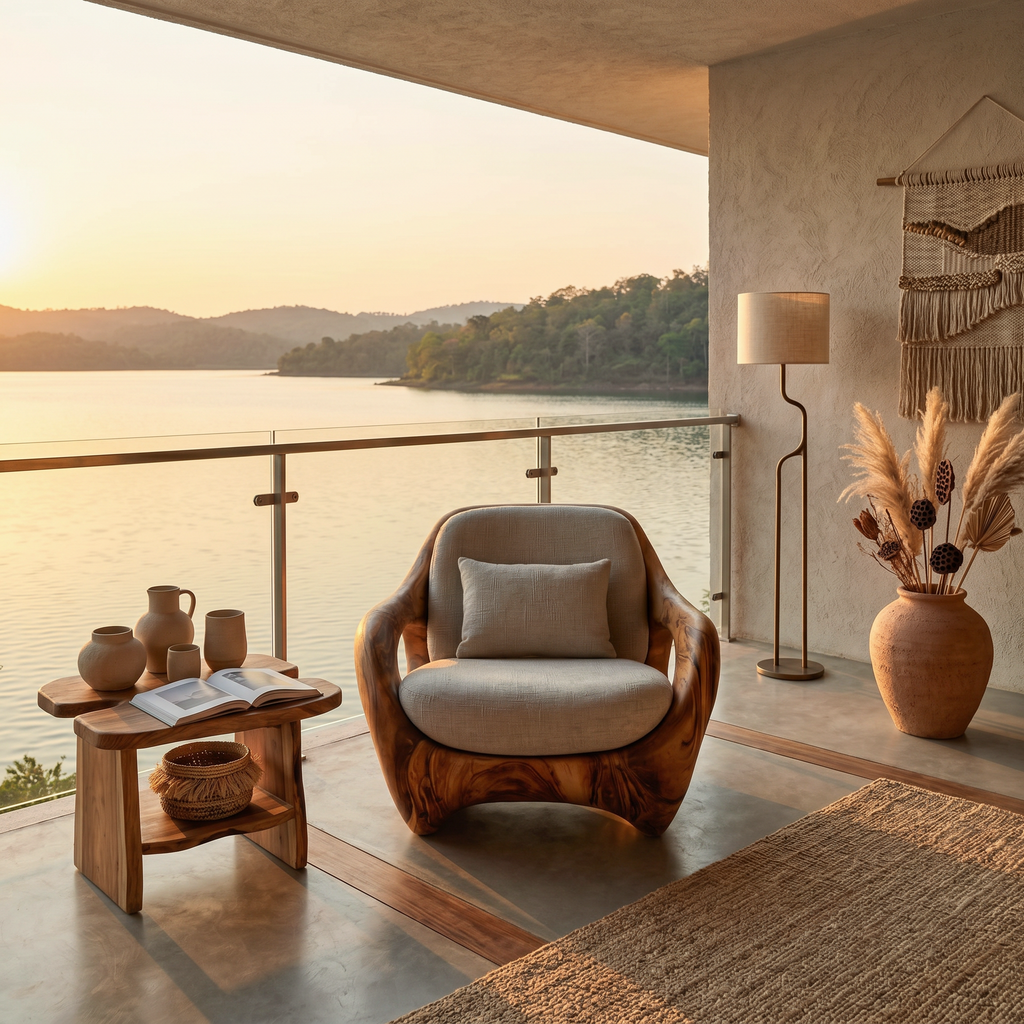 Artistic Organic Lounge Seating Open Carved Frame For Living Room RTTHTTACC012