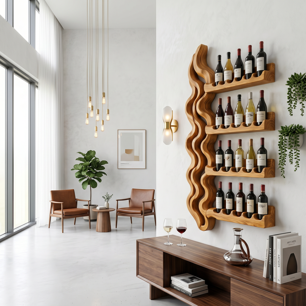 Japandi Wine Storage Rack For Dining Room SILDTTRWH097