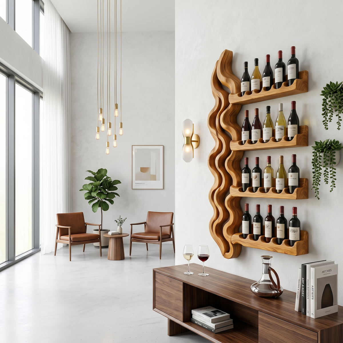 Japandi Wine Storage Rack For Dining Room SILDTTRWH097