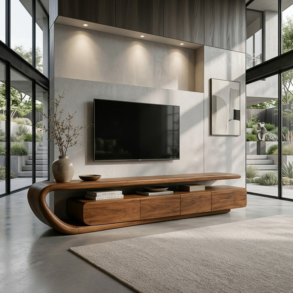 Handcrafted Natural Wood TV Console For Luxury Interior RTTHHNTVC140