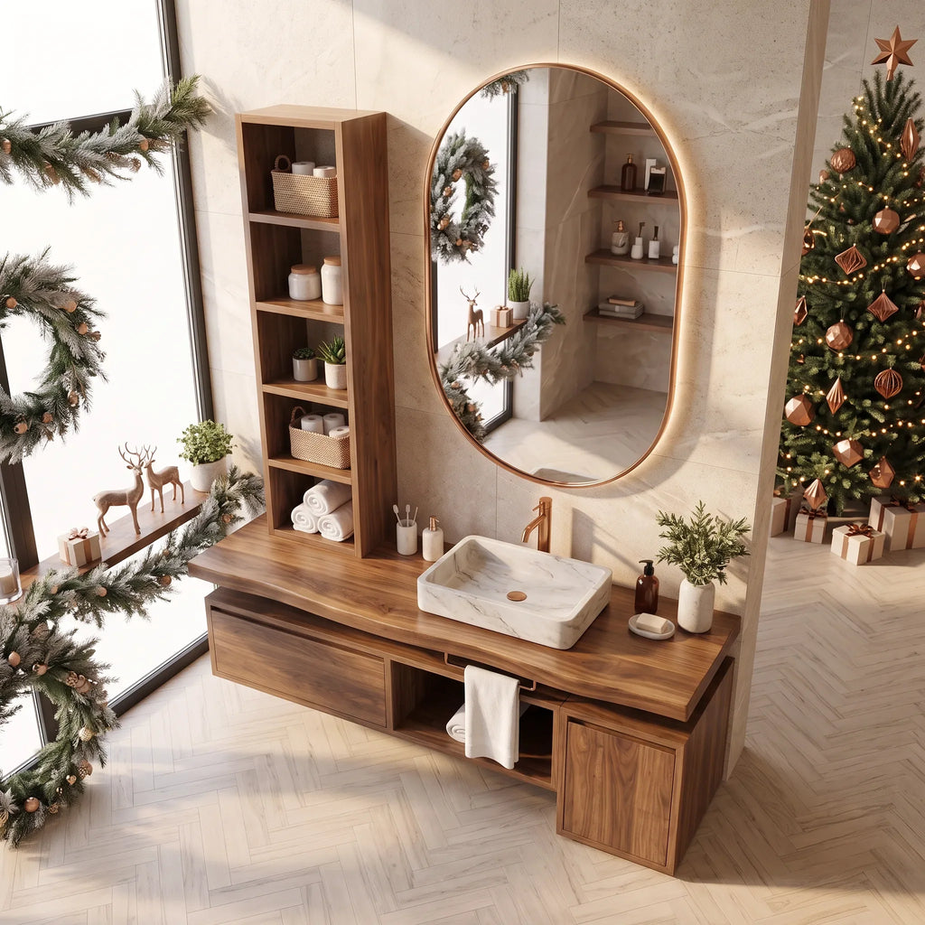 Handcrafted Scandinavian Christmas Floating Vanity Holiday Cottage SILDTTRBRV248