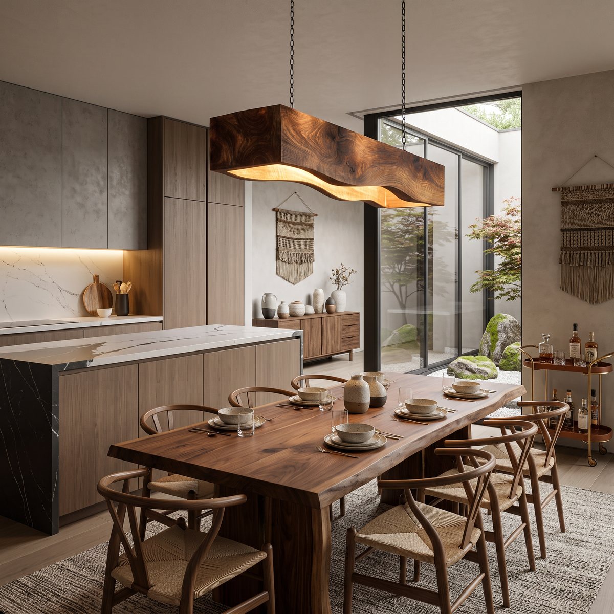 Long Wooden Hanging Lamp For Dining Tables RTTHTTCE010
