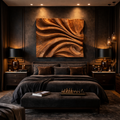 Abstract Fold Carved Solid Wood Wall Art Modern Interior Decor SINLKIWD017
