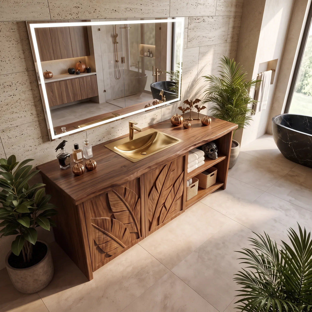 Handcrafted Rustic Pumpkin Bathroom Vanity Wellness Suite SILDTTRBRV236