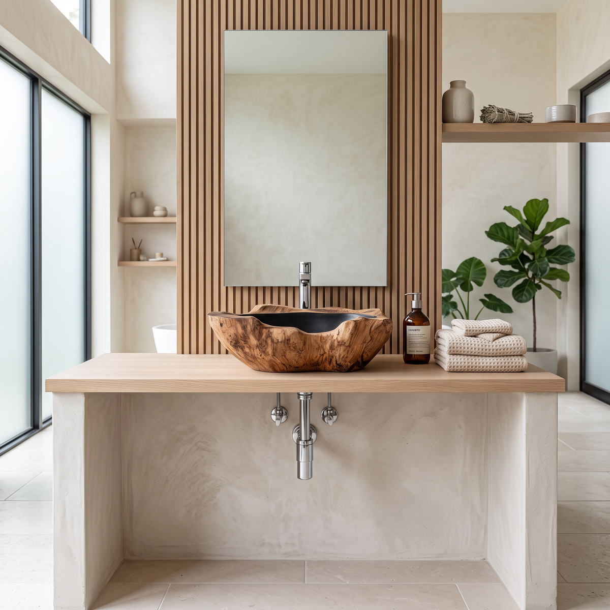 Farmhouse Wooden Vessel Sink For Cozy Bathroom Decor SILDTTNVS008