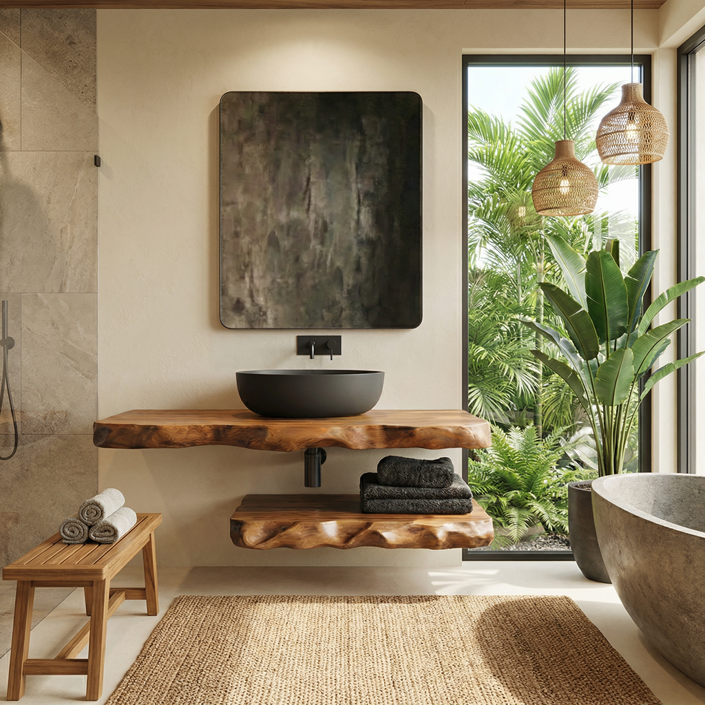 Industrial Live Edge Bathroom Vanity For Bathroom And Vanity SINLSABRV287