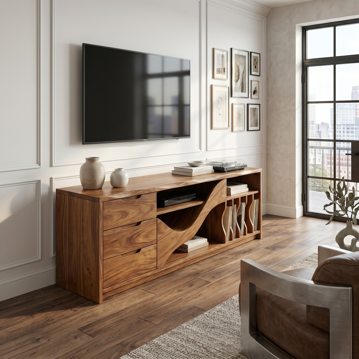 Industrial Wooden TV Cabinet Contemporary Loft Living SILDTTRTVC116