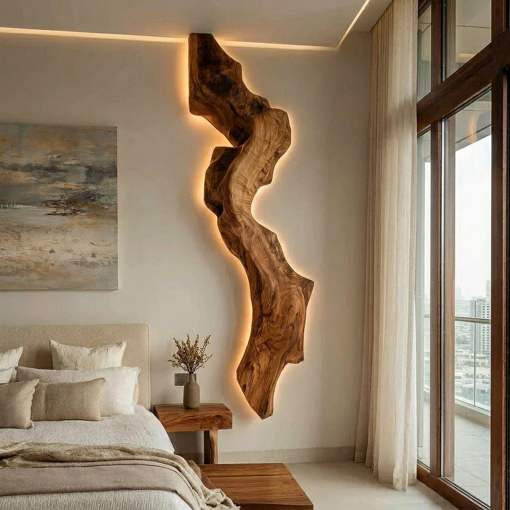 Abstract Live Edge Wall Lamp For Bedroom RTTHHNLAM050