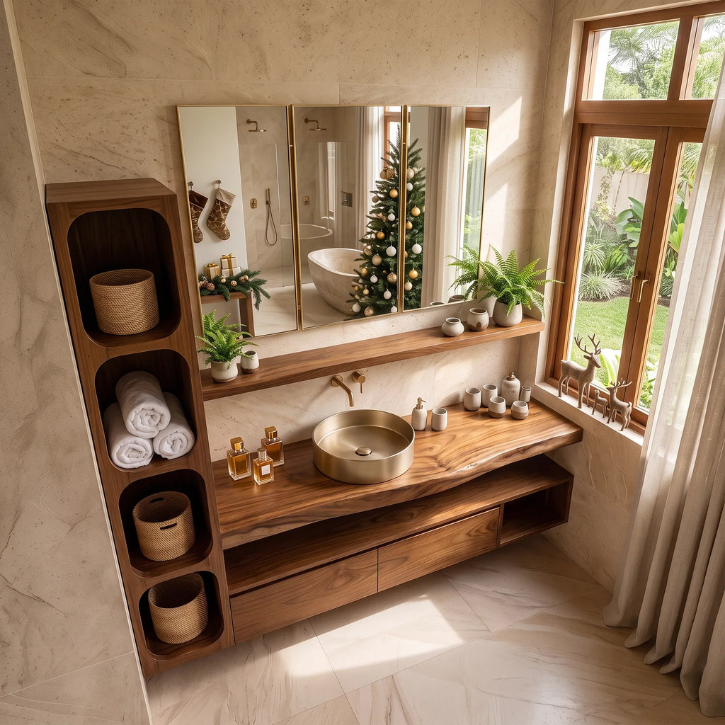 Handcrafted Scandinavian Reindeer Bathroom Vanity Nordic Retreat SILDTTRBRV242