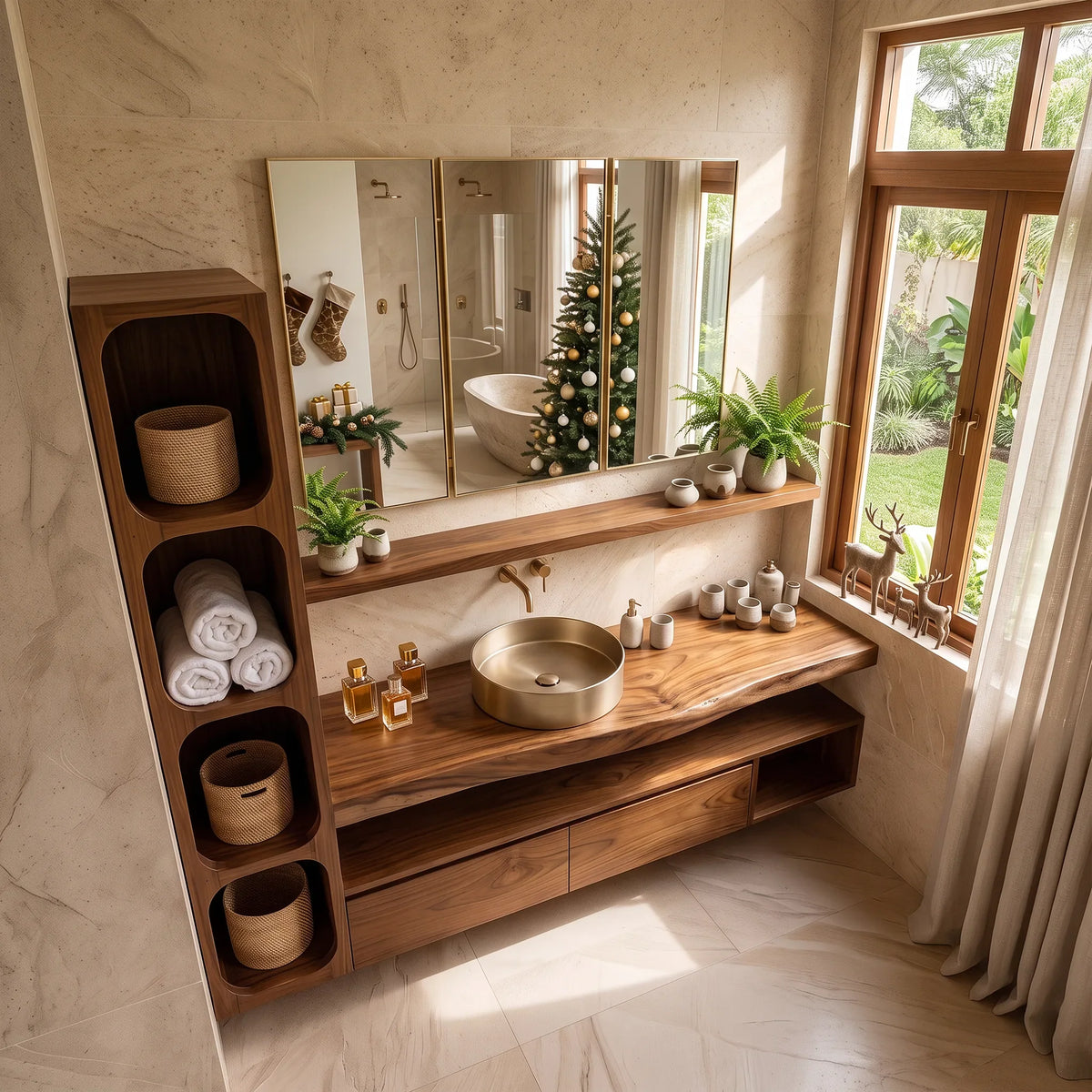 Handcrafted Scandinavian Reindeer Bathroom Vanity Nordic Retreat SILDTTRBRV242
