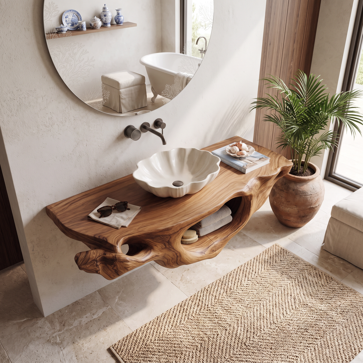 Farmhouse Live Edge Vanity For Bathroom Decor Ideas SILDTTRBAS006