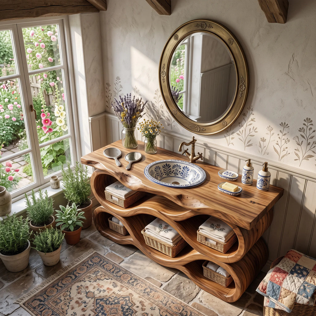 Mediterranean Live Edge Bathroom Vanity Luxury Bathroom SILDTTRBRV215