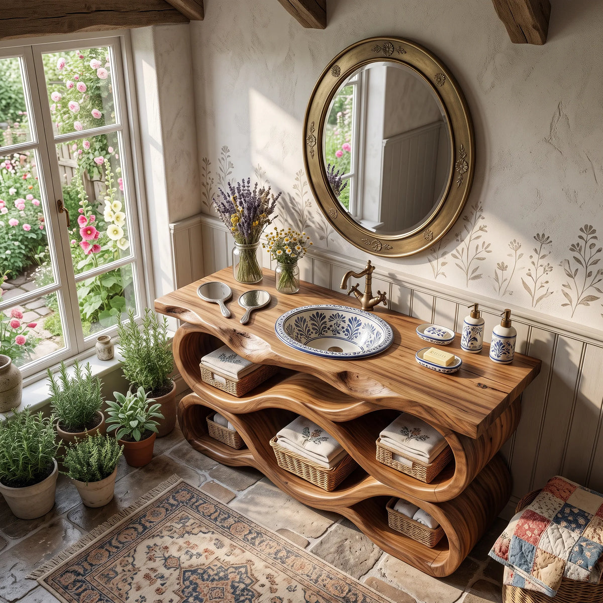 Mediterranean Live Edge Bathroom Vanity Luxury Bathroom SILDTTRBRV215