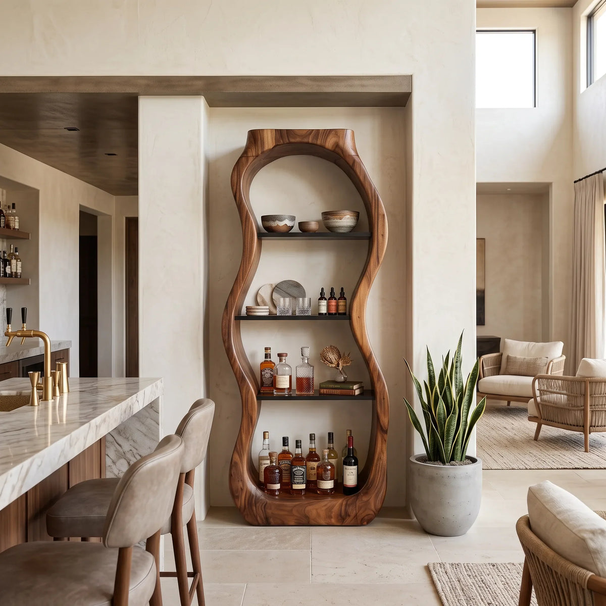 Handcrafted Sculptural Liquor Cabinet Modern Cafe SILDTTRBCA011