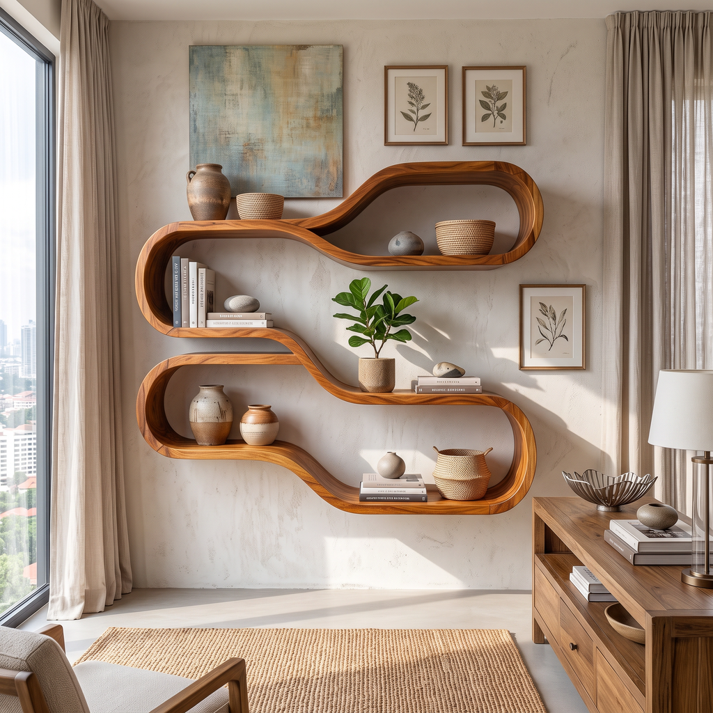 Japandi Wooden Wall Mounted Shelves for Bathroom SILDTTRWMS062