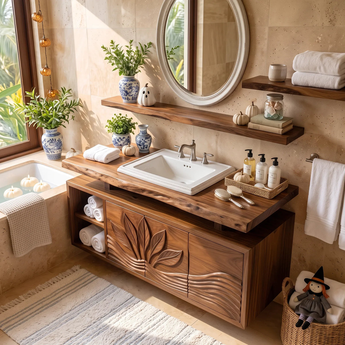 Handcrafted Organic Modern Pumpkin Bathroom Vanity Spa Retreat SILDTTRBRV232
