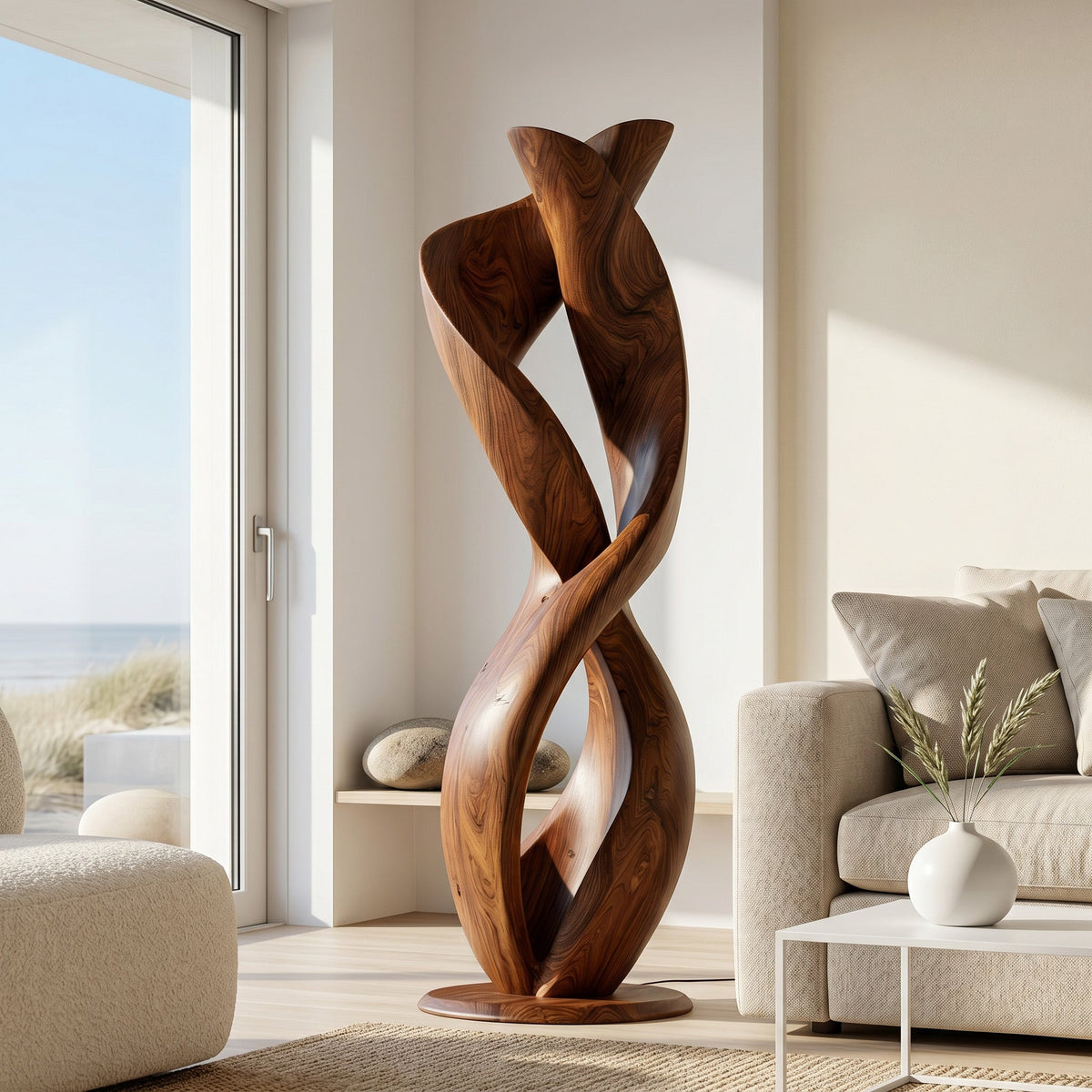 Luxury Twisted Floor Lamp With Sculptural Form For Living Room RTTHHNLAM096