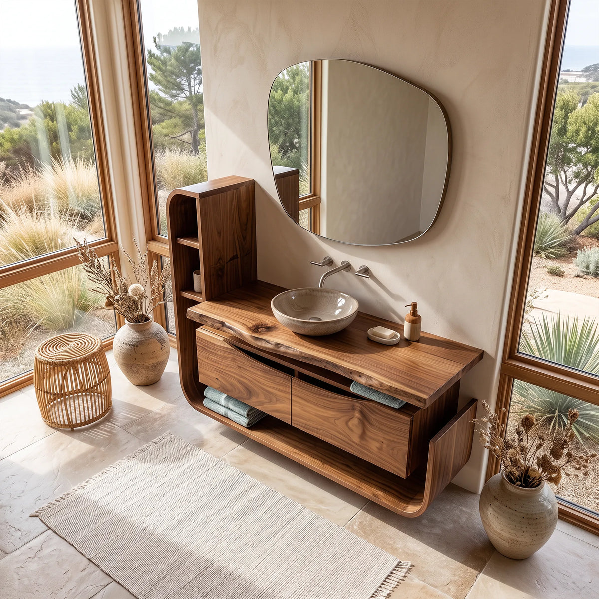 Handcrafted Organic Floating Bathroom Vanity Luxury Ensuite SILDTTRBRV202