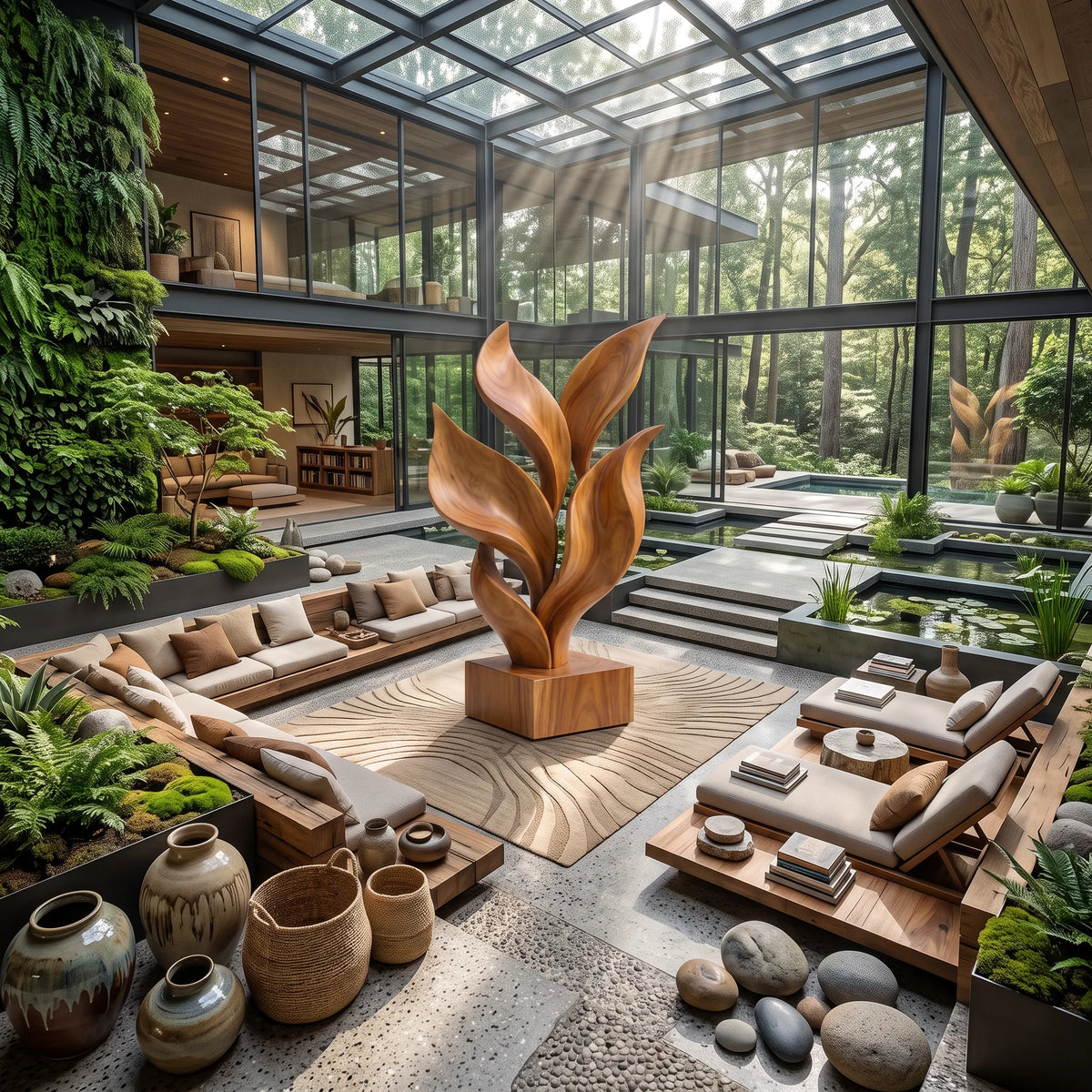 Coastal Botanical Wooden Sculpture For Luxury Beach House Decor SILDTTRAS031