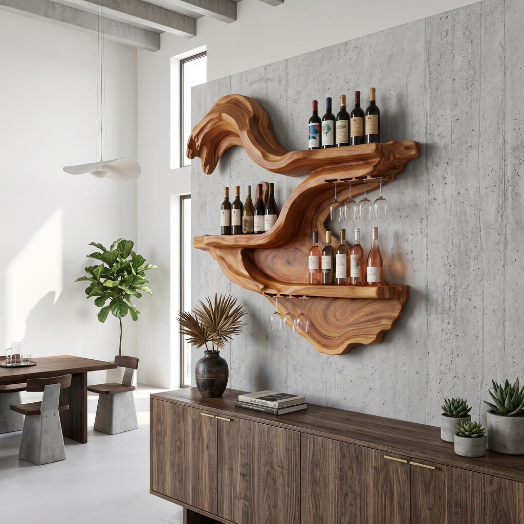 Farmhouse Wall Mounted Wine Rack For Kitchen SILDTTRWH093