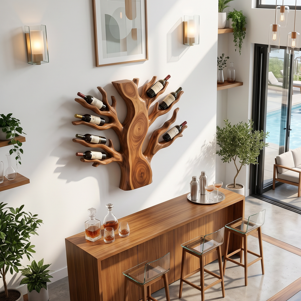 Coastal Floating Wine Rack For Living Room SILDTTRWH113