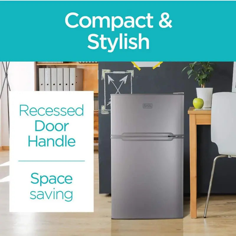BLACK+DECKER 3.1 Cu. Ft. 2-Door Mini Fridge With True Freezer, Stainless Look - BCRDK32V