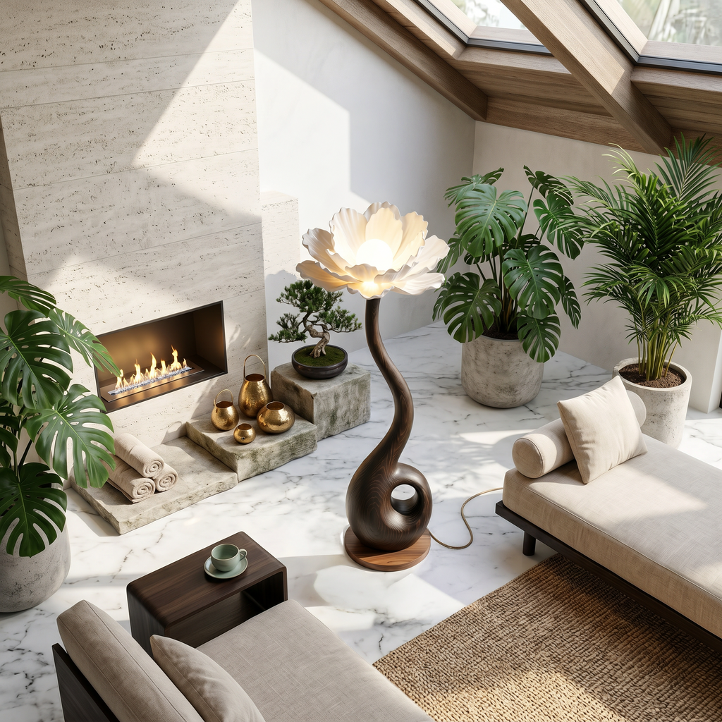 Artistic Floor Lamp With Nature Inspired Flower Design For Living Room SINLSAFLP119