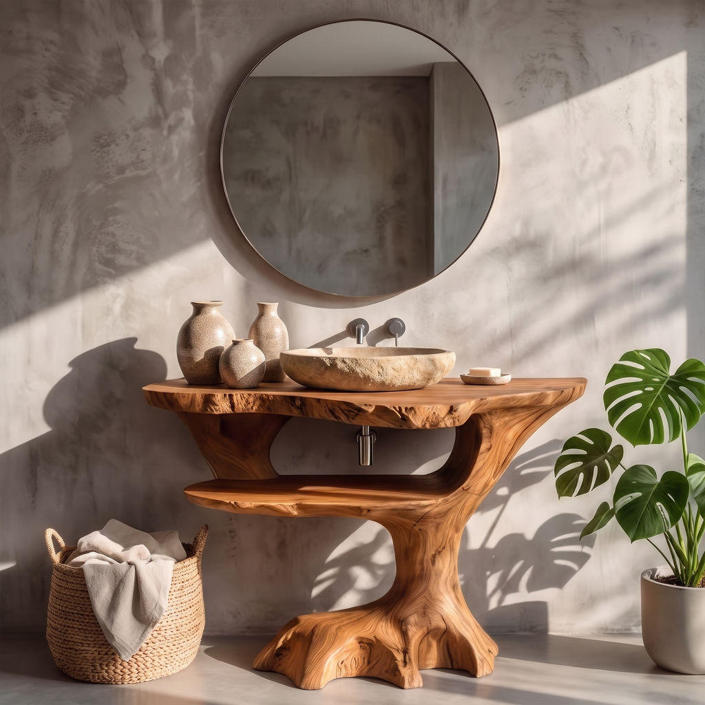 Contemporary Halloween Single Bathroom Vanity With Sculptural Branch Support For Bathroom SINLKIBRV336