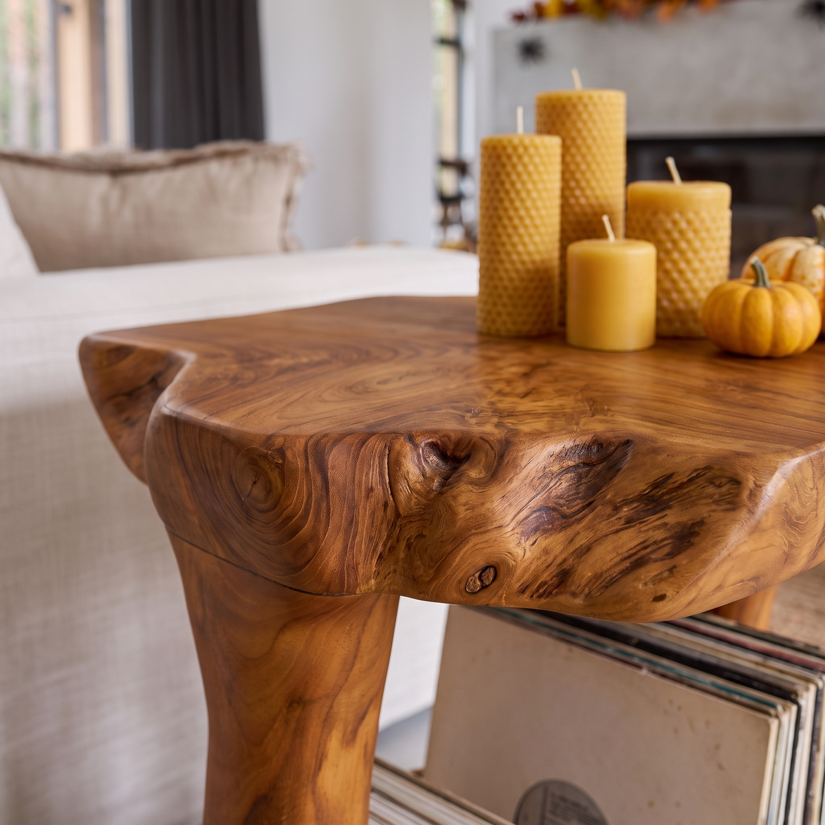 Mid Century Beside Table With Halloween Accent For Living Room SINLHASTA314