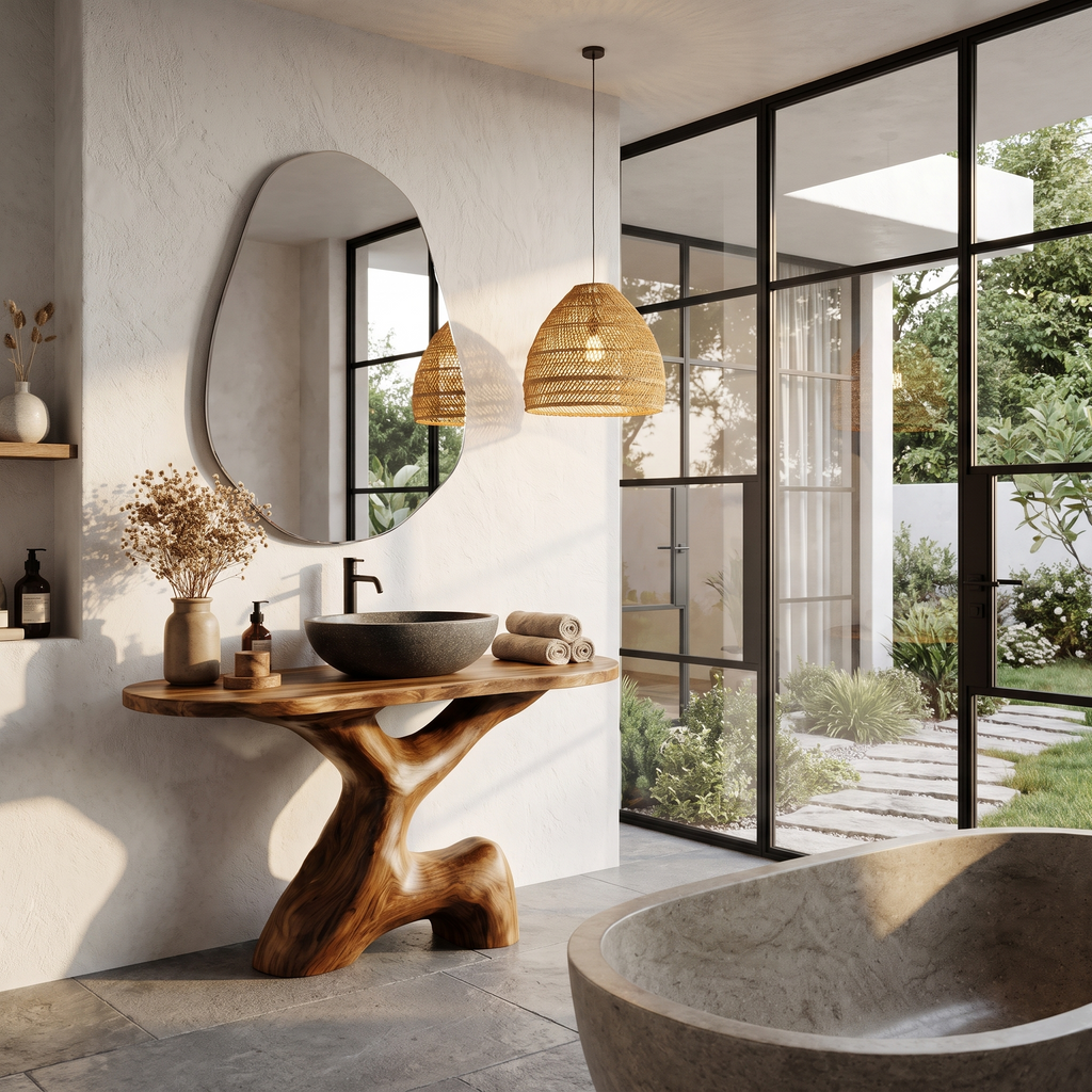 Contemporary Sculptural Bathroom Vanity Freestanding Sink Console SINLHABRV330