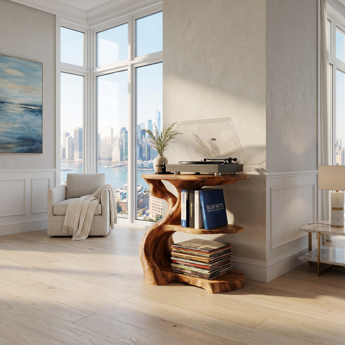 Handcrafted Wooden Media Stand Custom Living Room SILDTTNRPT014