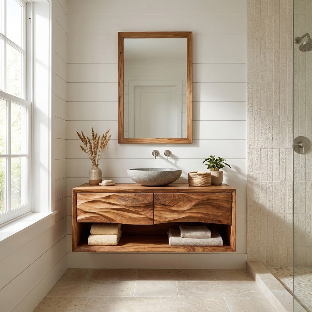Contemporary Wooden Bathroom Vanity For Bathroom Or Spa Decor RTTHHNBRV020
