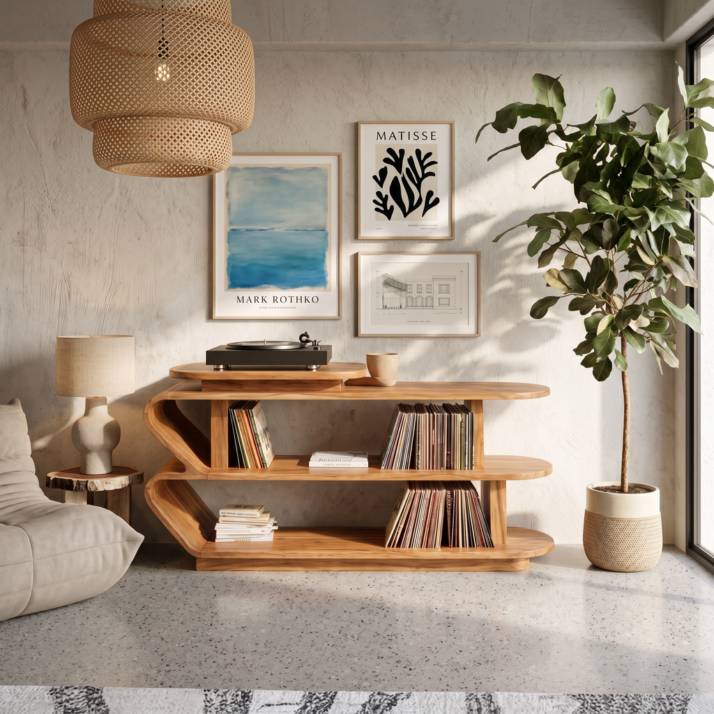 Handcrafted Wood Media Console For Entryway Design SILDTTRRPT023
