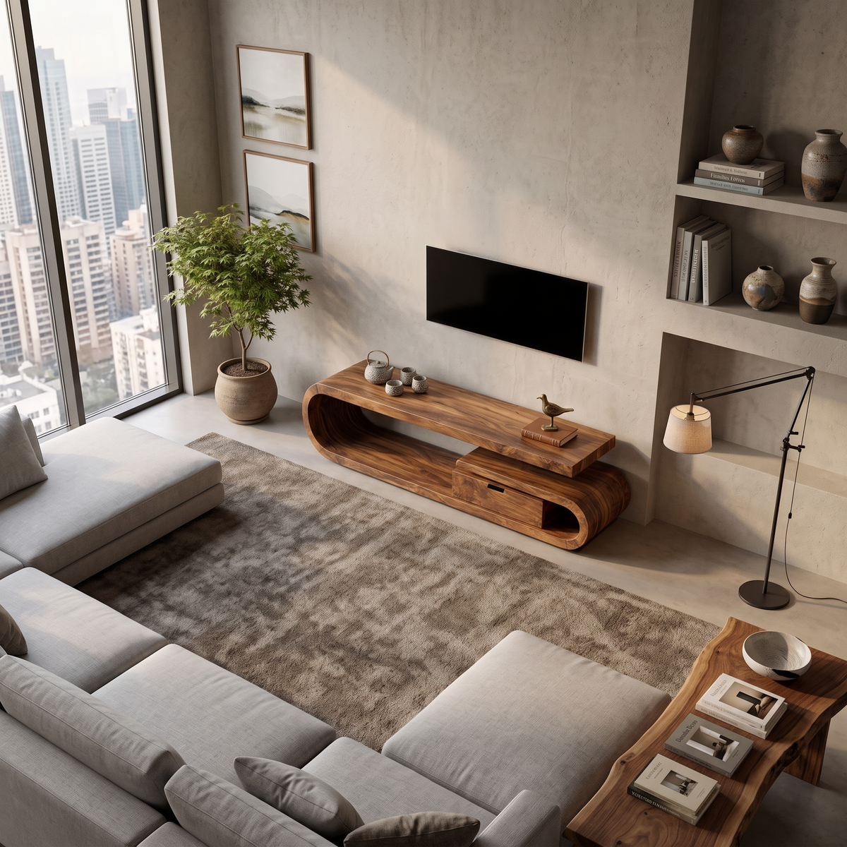 Handcrafted TV Cabinet For Living Room Media Use RTTHTTTVC034