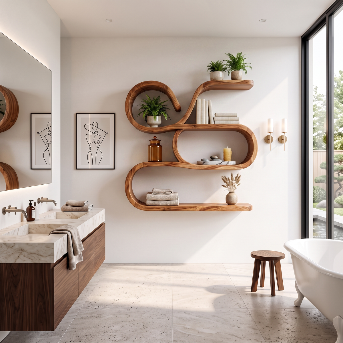 Coastal Wooden Floating Storage Shelves for Bathroom SILDTTRWMS060
