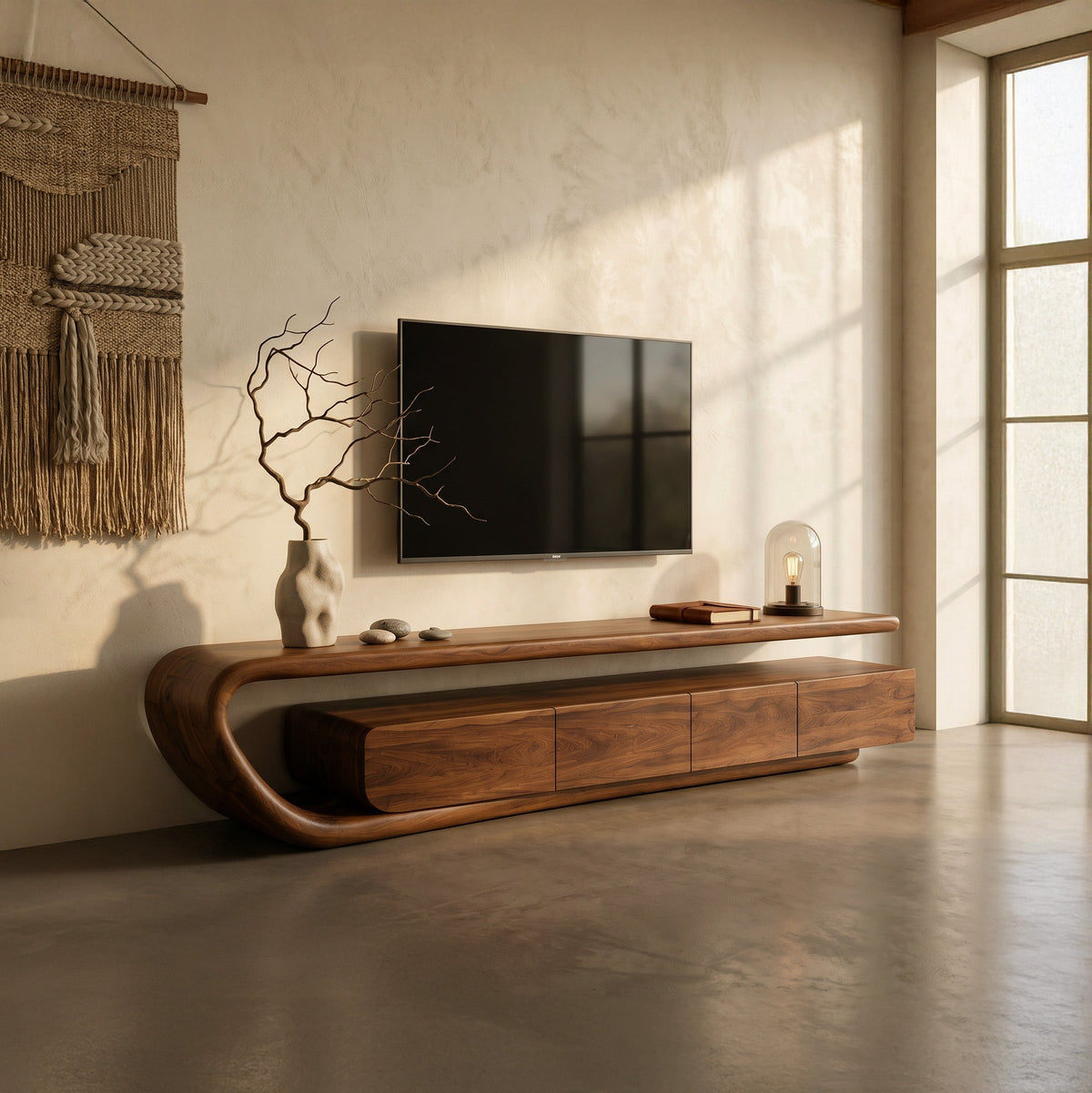 Handcrafted Natural Wood TV Console For Luxury Interior RTTHHNTVC140