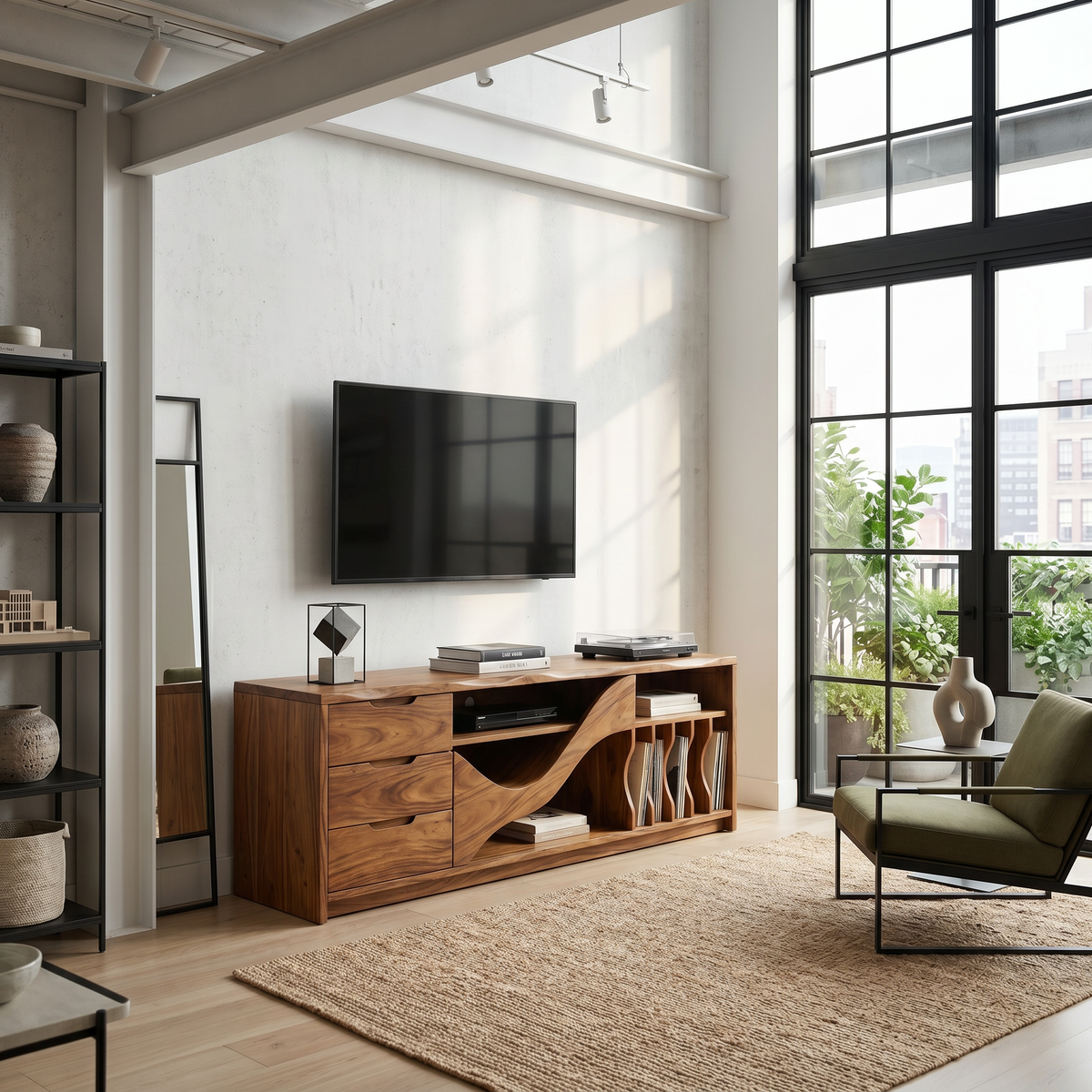 Industrial Wooden TV Cabinet Contemporary Loft Living SILDTTRTVC116