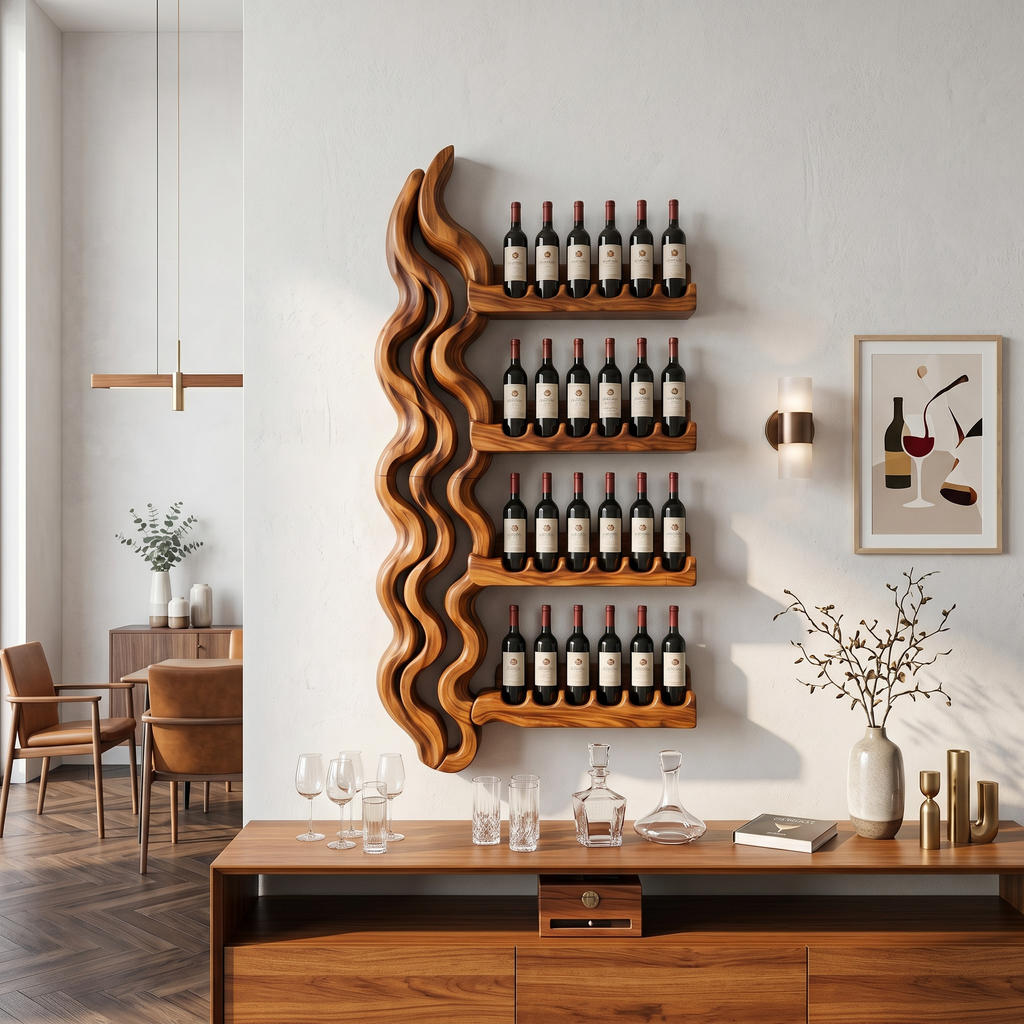Japandi Wine Storage Rack For Dining Room SILDTTRWH097