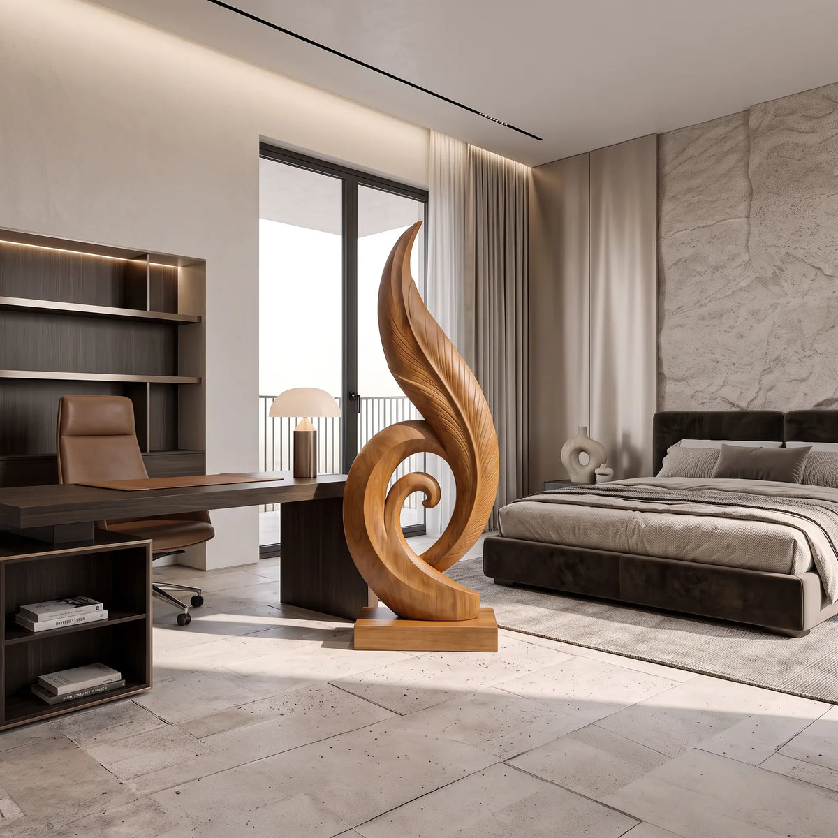 Mid Century Abstract Wood Sculpture For Luxury Living Room SILDTTRAS040