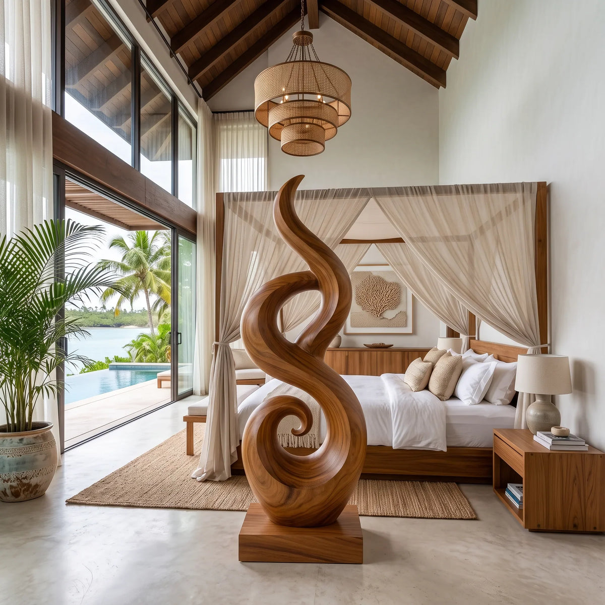 Abstract Wooden Sculpture For Coastal Beach House Decor SILDTTRAS023