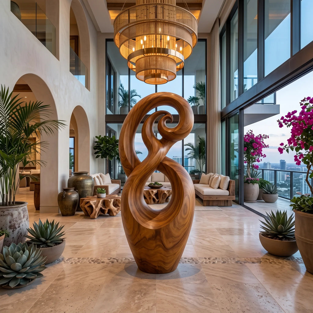Handcrafted Spiral Wooden Sculpture For Coastal Home Decor SILDTTRAS024