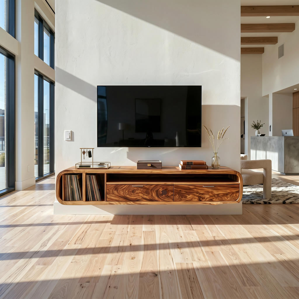 Floating Walnut TV Cabinet Vinyl Record Storage SILDTTRTVC121