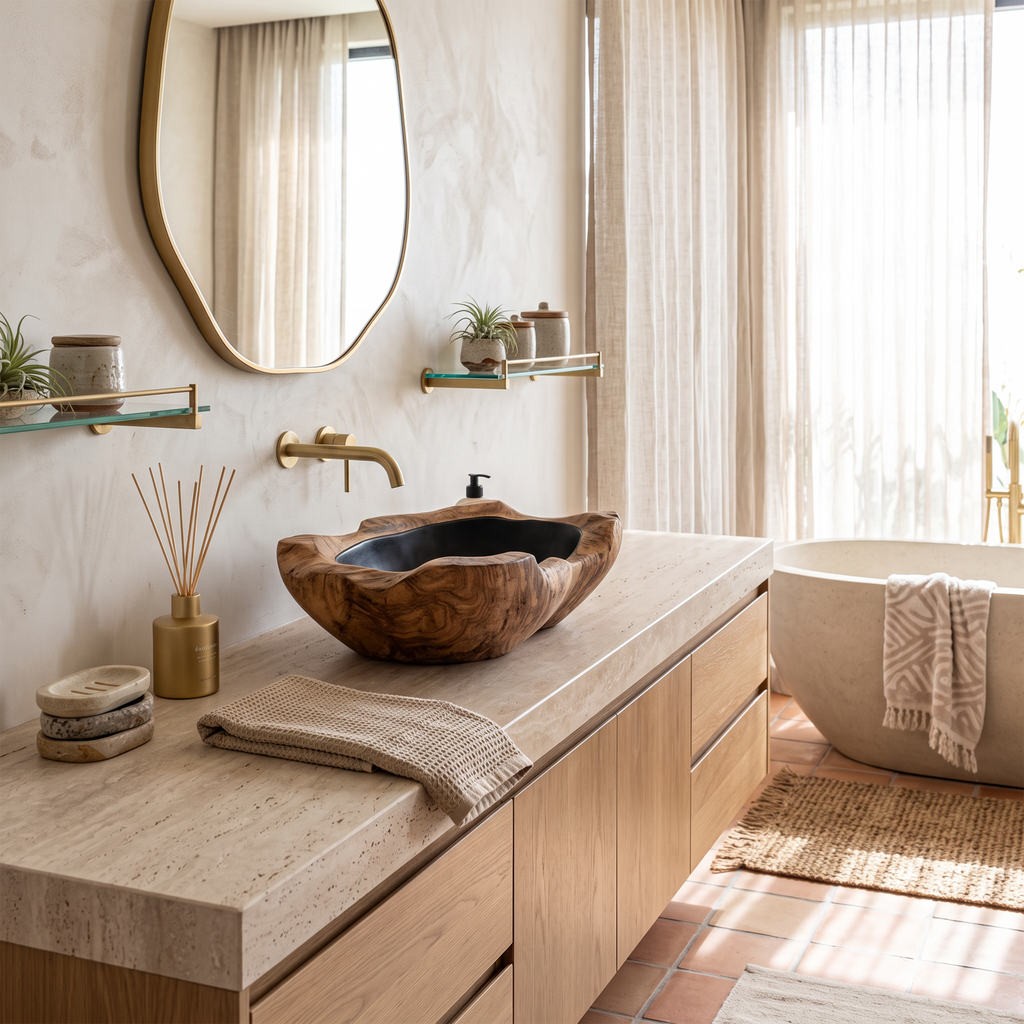 Farmhouse Wooden Vessel Sink For Cozy Bathroom Decor SILDTTNVS008