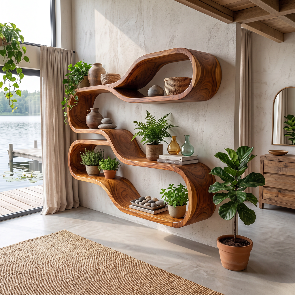 Japandi Wooden Wall Mounted Shelves for Bathroom SILDTTRWMS062