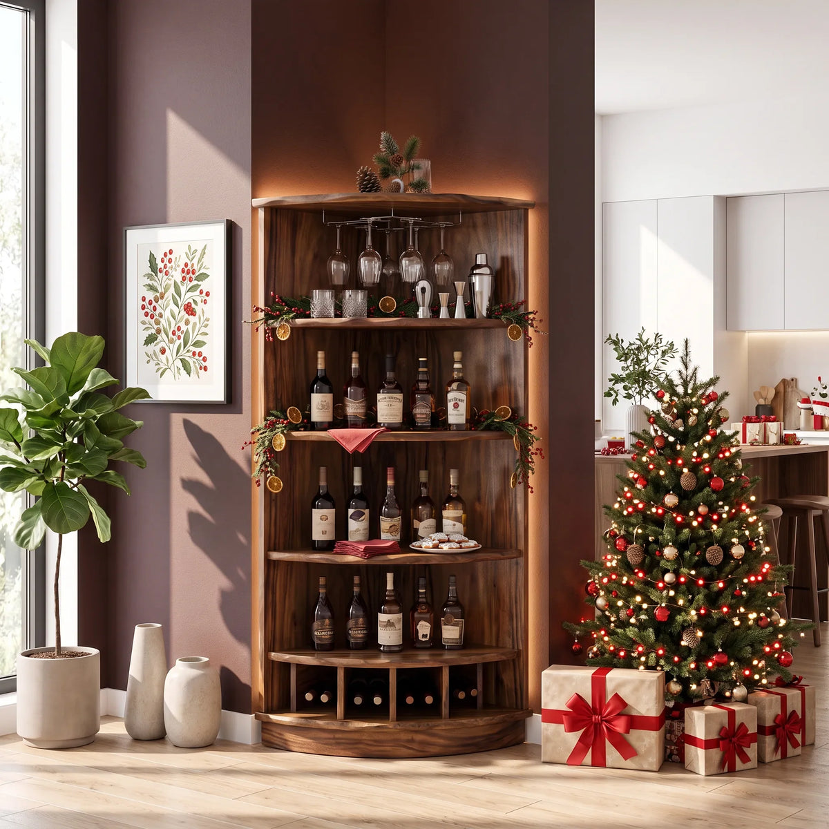 Handcrafted Xmas Corner Wine Cabinet Dining Room SILDTTRBCA035