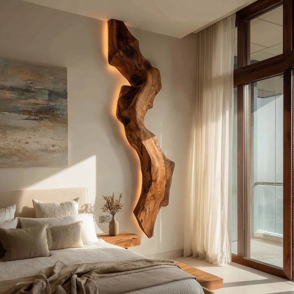 Abstract Live Edge Wall Lamp For Bedroom RTTHHNLAM050