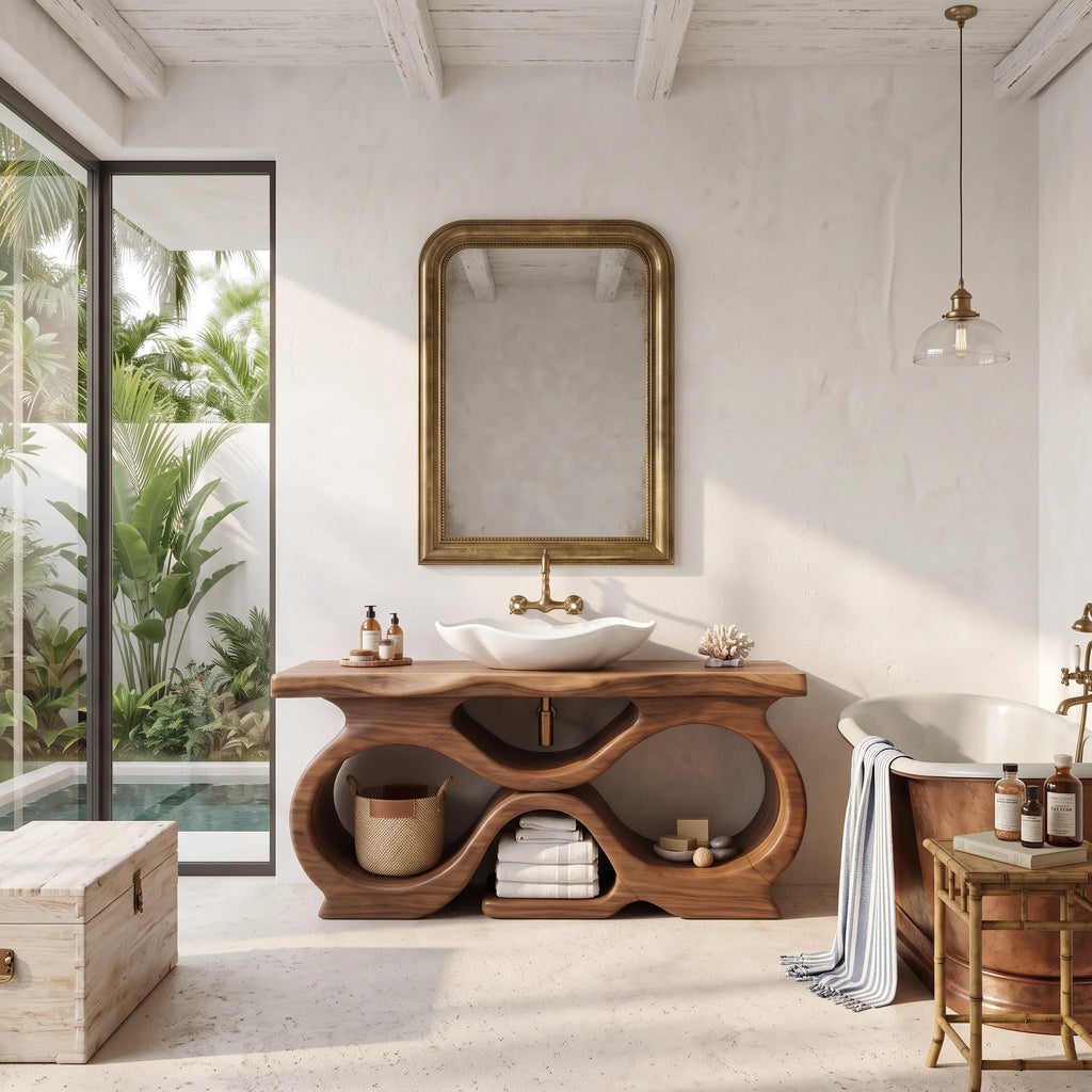 Farmhouse Handcrafted Bathroom Vanity Cabinet Tropical Bathroom SILDTTRBRV213